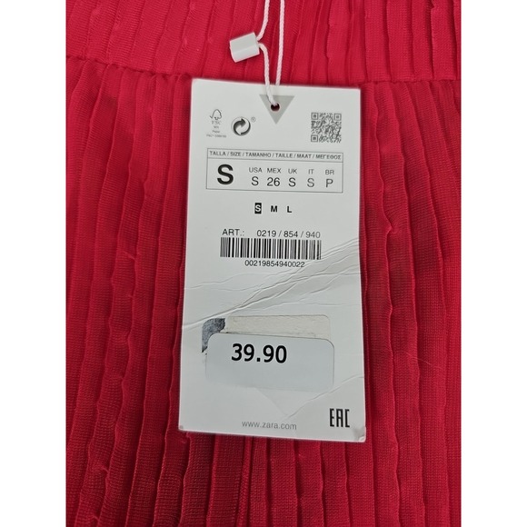 Zara Women's Small Pink Pants Pleated Ruffled Flare Elastic Waistband BOHO - Picture 3 of 12